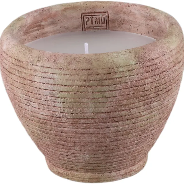 PTMD Pedro Brown Cement Outdoor Candle Striped Bruin