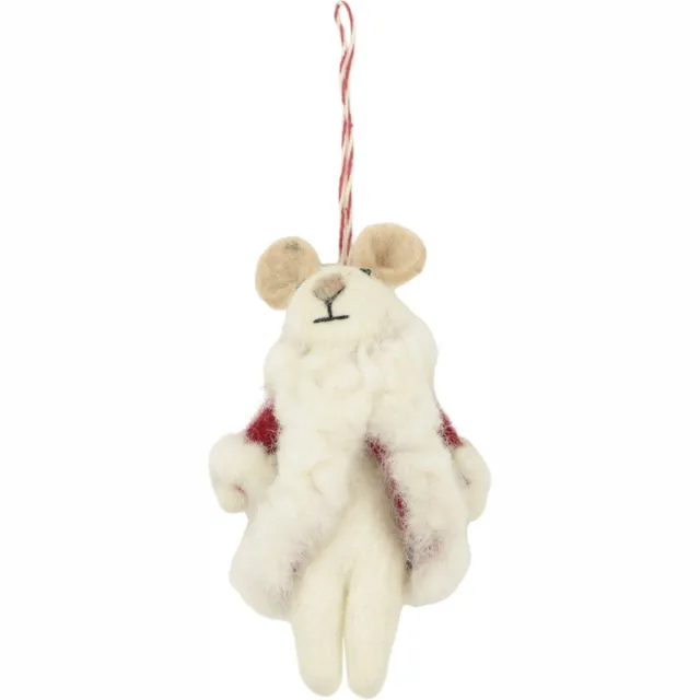 Yoko Meshi Ornament vilt kerst muis jas rood