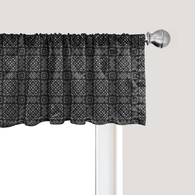 ABAKUHAUS Abstracte raamvalance, gordijnvalance voor keuken en slaapkamer met tunnelzoom, 137 cm x 30 cm, colagrijs en lichtgrijs Coca-Cola grijs en lichtgrijs