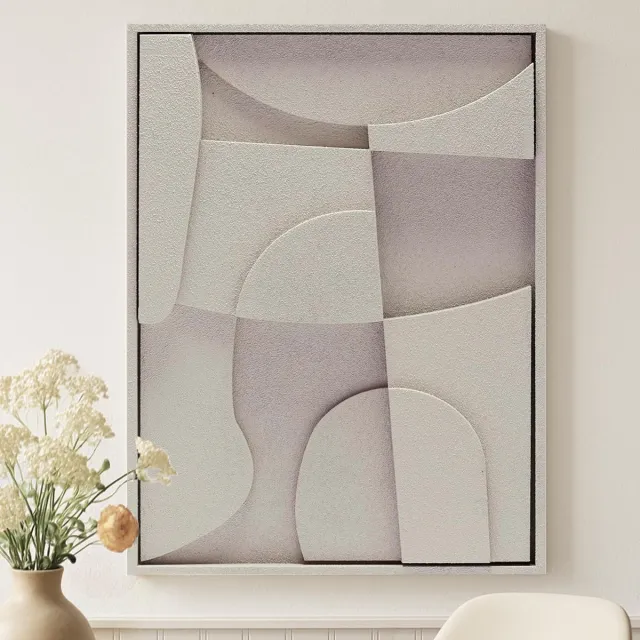 Ibenzoa Abstracte Handgeschilderde 3D Wanddecoratie op Canvas voor Moderne Interieurs, 40 x 60 cm grijs