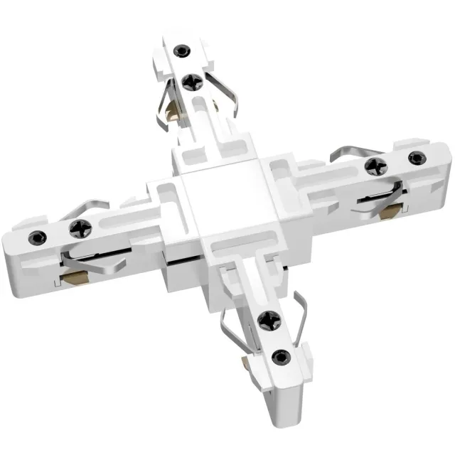 Fantasia Micro Line X-connector van aluminium, wit - vertakt het railsysteem in vier richtingen, IP20
