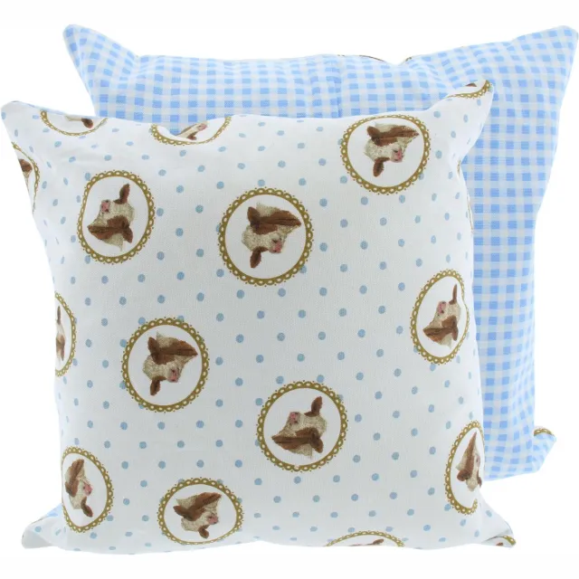 Jet By ter Steege Kussen - Happy Cow - roodbonte koeien - 100% Katoen - 40 x 40 cm Blauw