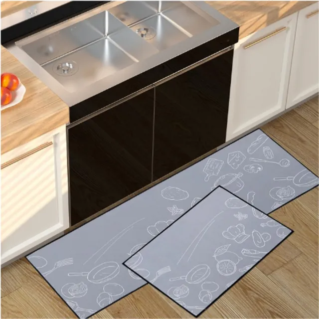 BOG Keukenmatten Set Antislip – Wasbare Zachte Keukenloper 2-Delig – Comfortabele Staande Mat Voor Keuken, Wasruimte En Hal – Grijs – 43x75 + 43x150 cm