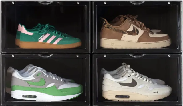 Sneakerstack Sneakerbox Zwart – 4 stuks - Stapelbare Schoenenbox – Past tot schoenmaat 48 – Premium Opbergbox