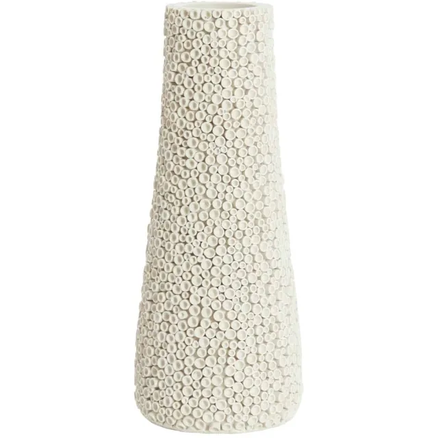 Light & Living Vaas Olvera - Wit - Ø21x49cm - Plastic - Modern,Luxe - Bloemenvaas - Woondecoratie - Decoratieve vaas voor woonkamer of slaapkamer