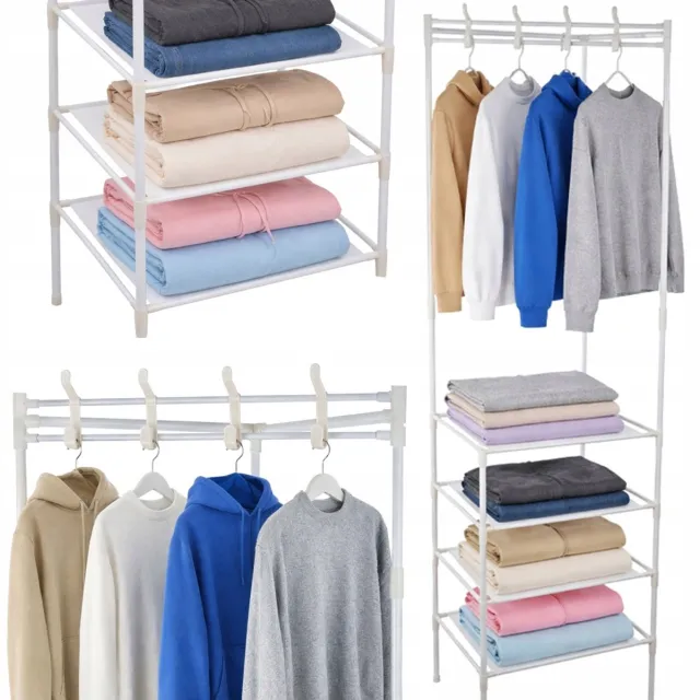 VERK GROUP Kapstokhoek - Metalen Garderobe - 174cm x 42cm - Wit