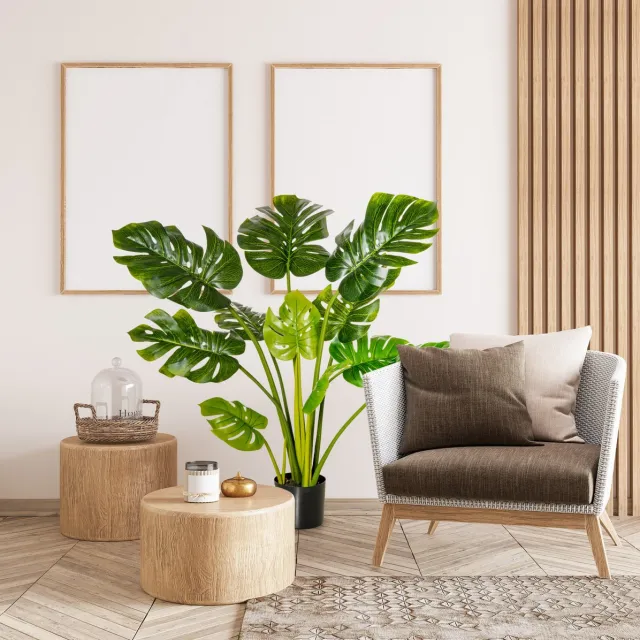STILVORA Kunstplant Monstera 110 Cm Kunststoftopf Groen Voor Binnen En Buiten Onderhoudsvriendelijk Decoratieve Kamerplant Met 11 Bladeren Green
