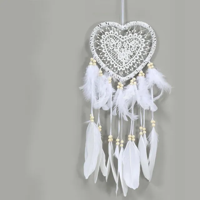JGS Premium - Handgemaakte Dreamcatcher 60 cm vintage veer Boheemse stijl wanddecoratie wit - dromenvanger liefde decoratie handwerk ornamenten cosmogonie federaal Canadese Boheems koord-UPDATED.