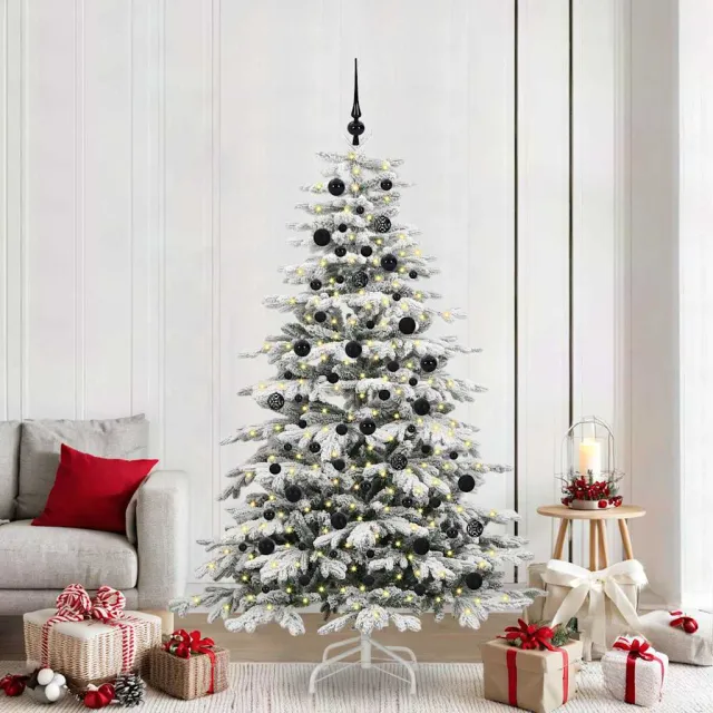 vidaXL Kunstmatige Inklapbare Kerstboom Groen en Wit 210 cm PE en PVC
