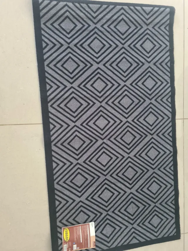 livarno home Deurmat - 67 x 120cm - zigzag zwart/antraciet - Antislip zwart /antraciet