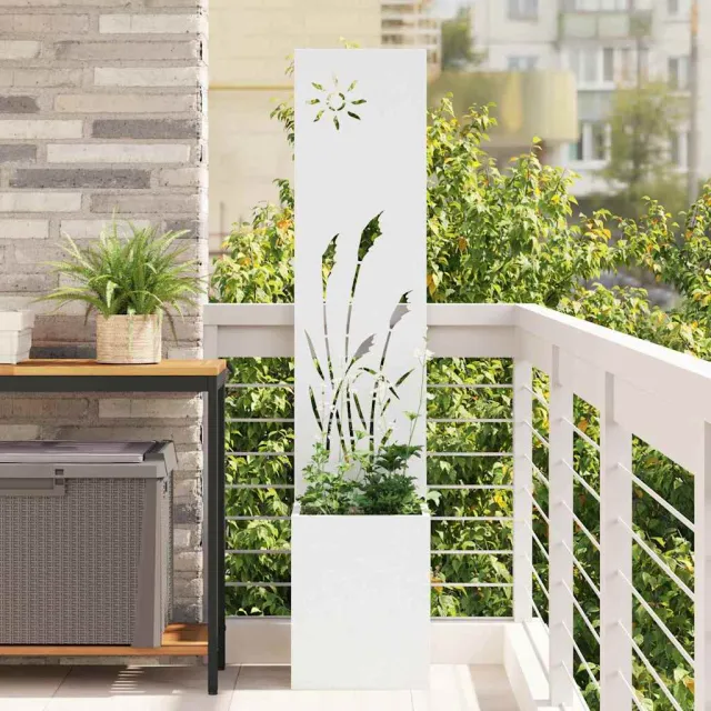 vidaXL Tuin Privacy Screen Wit 32 x 32 x 150 cm Koudgewalst staal