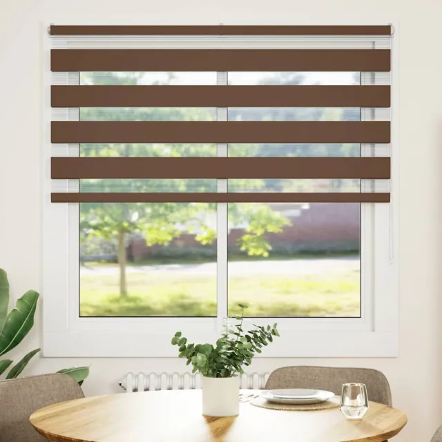vidaXL Zebra rolgordijn 145x100 cm stofbreedte 140,9cm polyester bruin