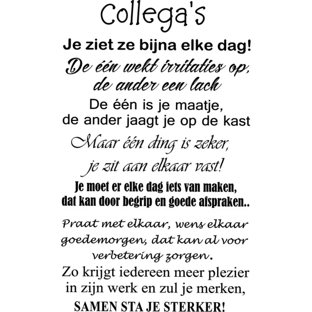 Looster-art&design Deur - Muur Sticker Collega`s - Werkvloer - Kantine - Wanddeoratie - Decoratief - Zwart - Afmeting 60x40 cm hxb