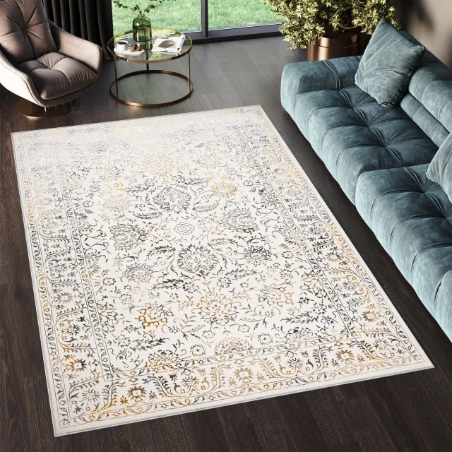 Tapiso Golden Vloerkleed Tapijt Beige Klassiek Woonkamer Maat- 120x170 Creme 1