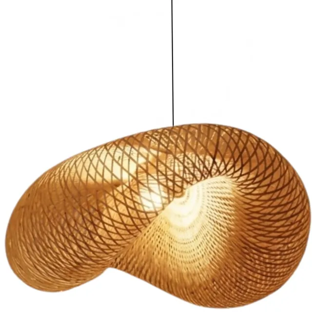 Stervia Plafondlamp - Bamboe Hanglamp - Kroonluchter - Handgeweven - E27 - Modern - 1 Stuks - 40 x 25 x 20 cm Bamboe Bruin