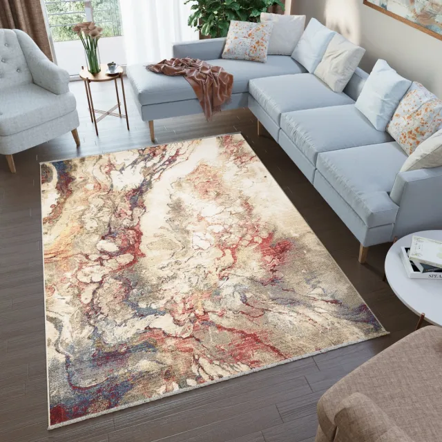 Tapiso Rivoli Vloerkleed Beige Rood Kunst Tapijt Maat- 120x170 Beige Blauw 3