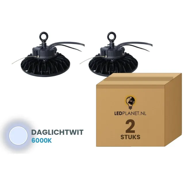 Tsong UFO Lamp - LED High Bay 150W - 22.500 lm - Daglichtwit 6000K - 2 stuks - DALI Dimbaar - IP65 - Hal, Werkplaats- & Garageverlichting - 5 jaar garantie