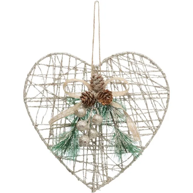 Feeric lights & Christmas Kersthart van metaal en jute, 22 cm Beige ficelle