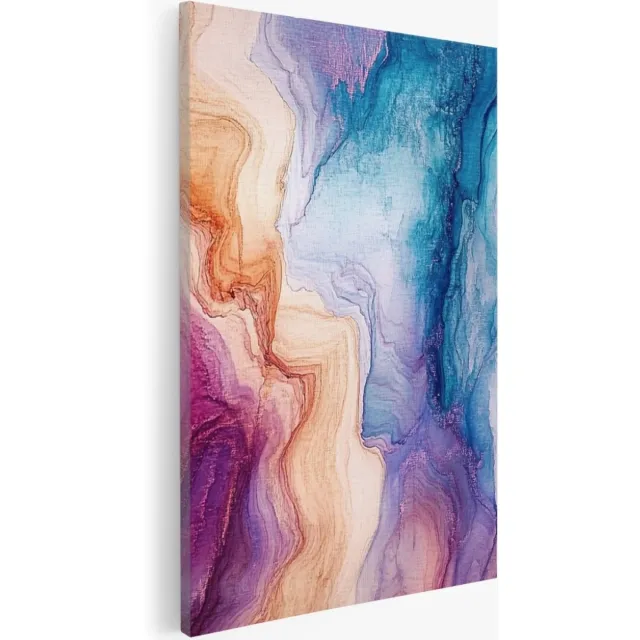 Saammp Canvas Schilderij - Kleurrijk marmer - Abstract - 60x90 - Foto op canvas - Wanddecoratie - Muurdecoratie Woonkamer - Slaapkamer decoratie - Canvas Print Multicolor