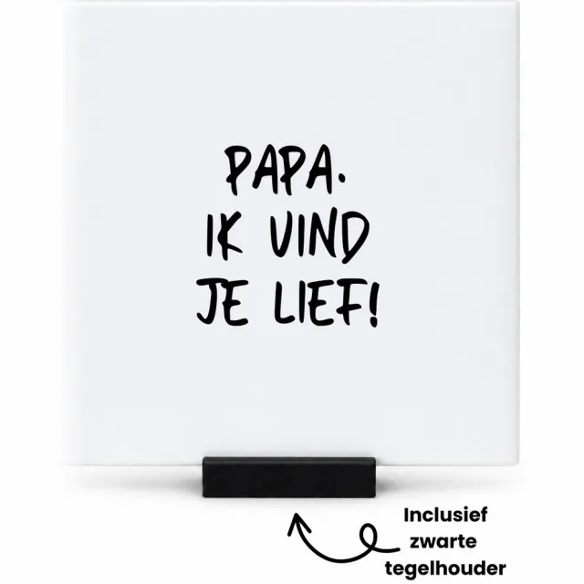Hacebo papa ik vind je lief tegeltje met tegelhouder - de liefste vader - tegeltjes met tekst - vaderdag cadeautjes - vaderdag - cadeau - verjaardagscadeau - verjaardag - kado - geschenk - gift - vader artikelen - spreuktegels - 10.8x10.8 CM Wit
