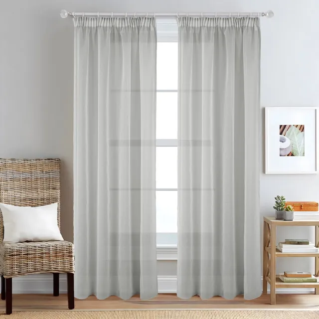 SB Line Transparante Vitrage Gordijn – 140 x 260 cm – Met Plooiband – Grijs
