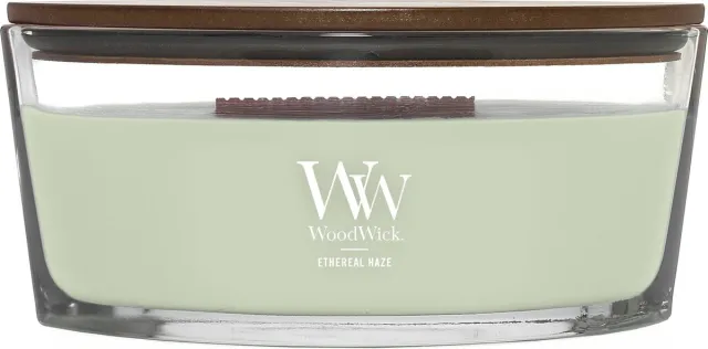 Woodwick Heartwick Flame Ellipse Geurkaars - Ethereal Haze - 50 branduren Groen