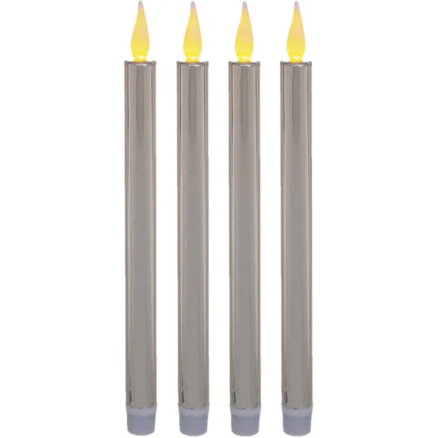 Feeric lights & Christmas Feeric lights and christmas LED dinerkaarsen - 4x - zilver glitters - 28 cm - dunne kaarsen - kerst