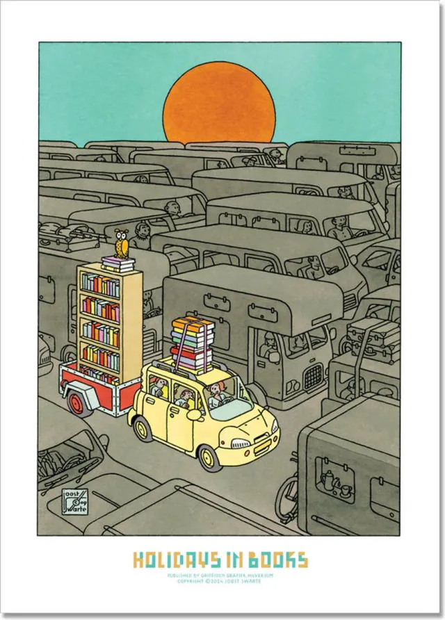 Joost Swarte Kunstposter Holidays in Books multicolor