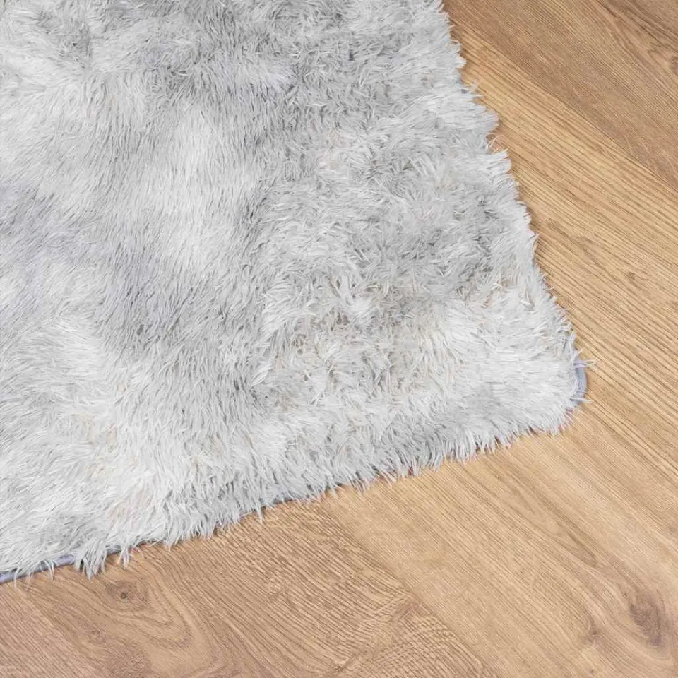 vidaXL Hoogpolig vloerkleed NAVARRA 240x240 cm polyester zilvergrijs, foto 4