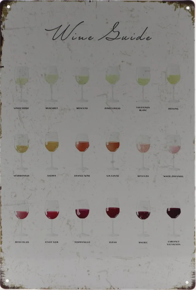 Vintage art Wandbord – Wijn - Wine - Retro - Wanddecoratie – Reclame bord – Restaurant – Kroeg - Bar – Cafe - Horeca – Metal Sign – 20x30cm Multi