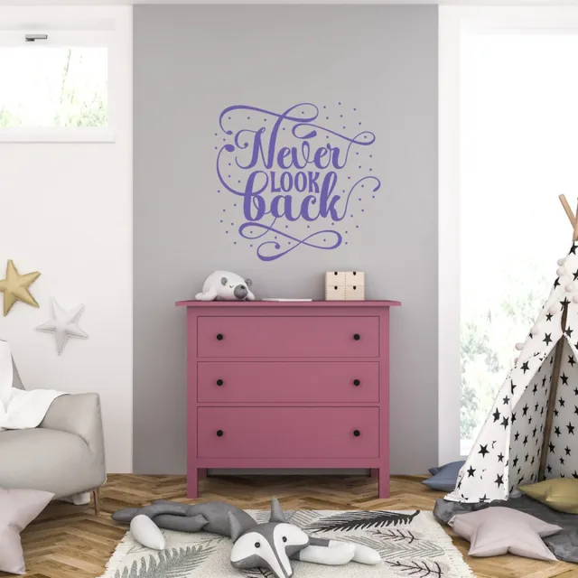 MC Living Muursticker - Never Look Back - 58 x 60 - Paars
