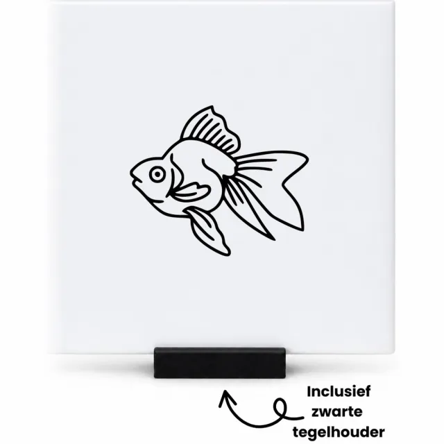 Hacebo Goudvis tegeltje met tegelhouder - Goudvis - goudvis liefhebber - tegeltjes met tekst - Huisdier - spreuktegels - 10.8x10.8 CM Wit