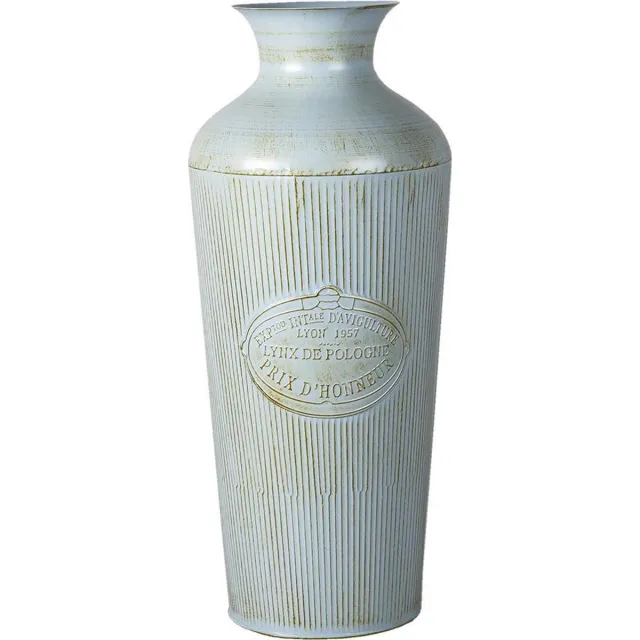 Clayre & Eef Vaas Ø 22x47 cm Blauw Zink Rond Decoratie Vaas