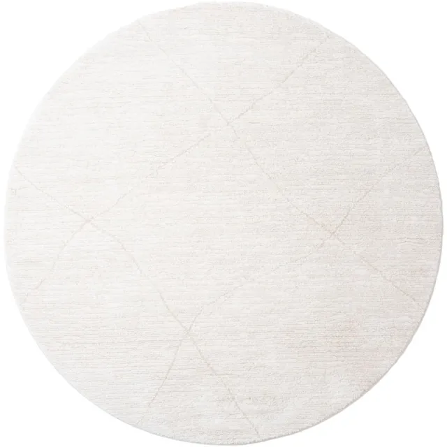 Veer Carpets Vloerkleed Nica 1606 Crème - Rond ø280 cm - Laagpolig Design Vloerkleed met Kruispatroon in Scandinavische / Japandi Stijl