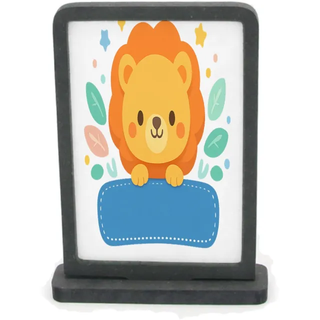 Mr Cadeautjes Houten fotolijst rechthoek met MDF inleg - design Een afgerond, vriendelijk dierportret met kleine decoratieve | cadeau Wit