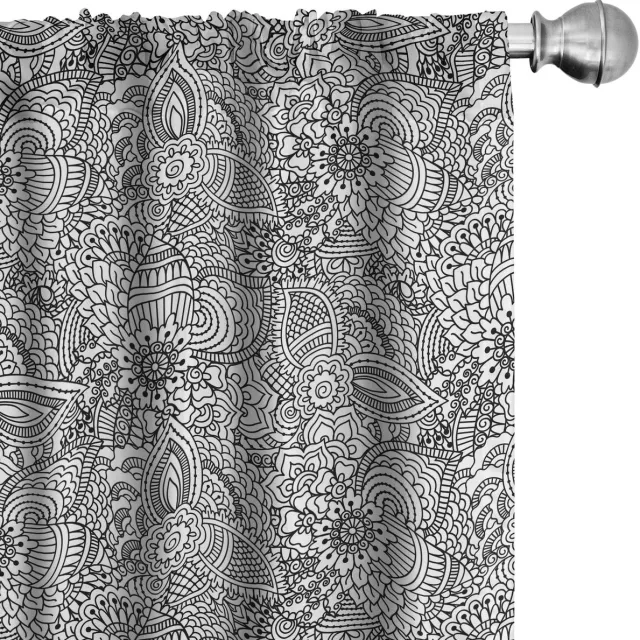 ABAKUHAUS Gordijnen 2-delige set 75x225 cm – microvezel, halfdonker, wit/zwart