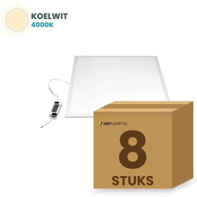 Tsong LED paneel 60x60 cm - 8 stuks - 28W - Koelwit 4000K - 3920 lm - UGR