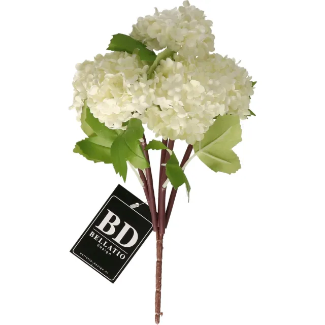 Bellatio Design Kunstbloem Viburnum / sneeuwbal - 30 cm - creme wit - losse steel - kunst zijdebloemen