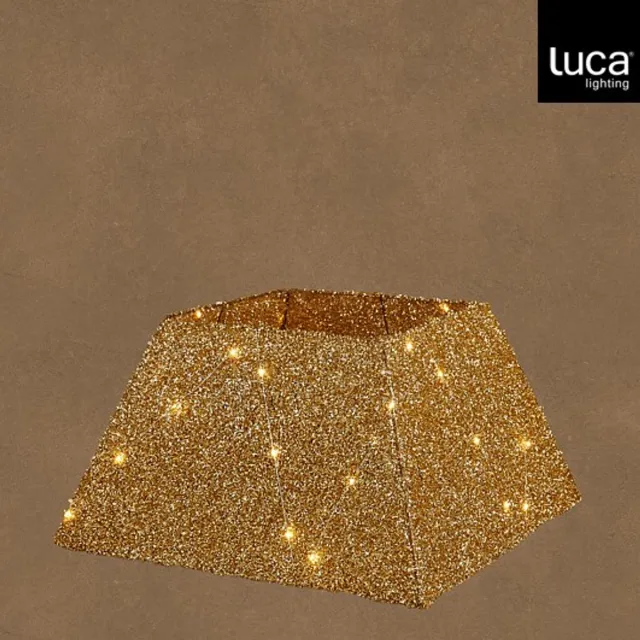 Mica Decorations Luca Lighting Kerstboomrok met LED-Verlichting - L50 x B50 x H30 cm - Goudkleurig