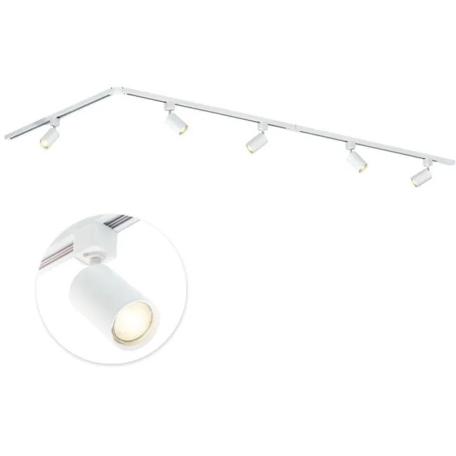 Qub Focus Railverlichting – Wit – 300 cm – L-vorm – 5× GU10 Spots – Dimbaar - Complete Set 300 cm - Wit - L vorm - 5x spots