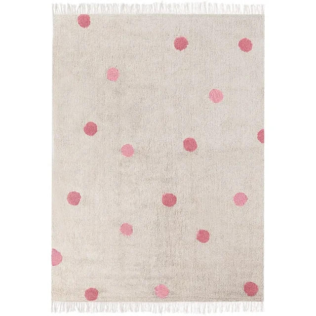 Beliani DARDERE - Vloerkleed - Beige/Roze - 140 x 200 - Katoen