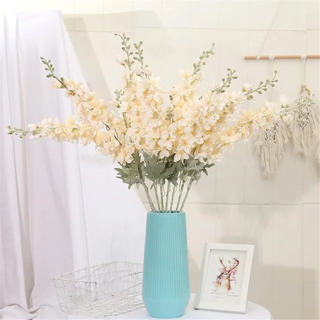 Shagam Champagnekleurig Delphinium Kunstbloem - Kunstbloemen Boeket artificial flowers bunch-Delphinium - champagne - 6 stucks