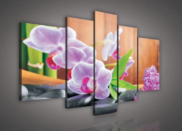 Canvas Schilderij - Bloemen - Orchidee - Plant - Spa - Natuur - Inclusief Frame - 170x100cm (lxb) - 5 Luiks Groen