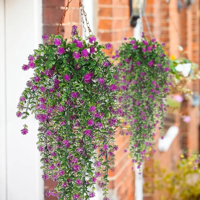Ulisem Kunstmatige Hangplanten Set Van 2 - Kunstplanten - Realistisch Groen - Onderhoudsvrij - Voor Binnen En Buiten - Hanging Vine Decoratie Voor Woonkamer Slaapkamer Vensterbank Plank - Groene Sfeer Zonder Water Of Snoeien