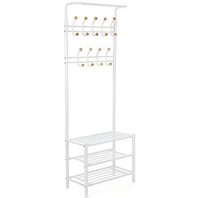 Hoppa! Multifunctionele kledingkapstok – Crème wit -Metaal – 35,2 x 68,8 x 187 cm (BxDxH)