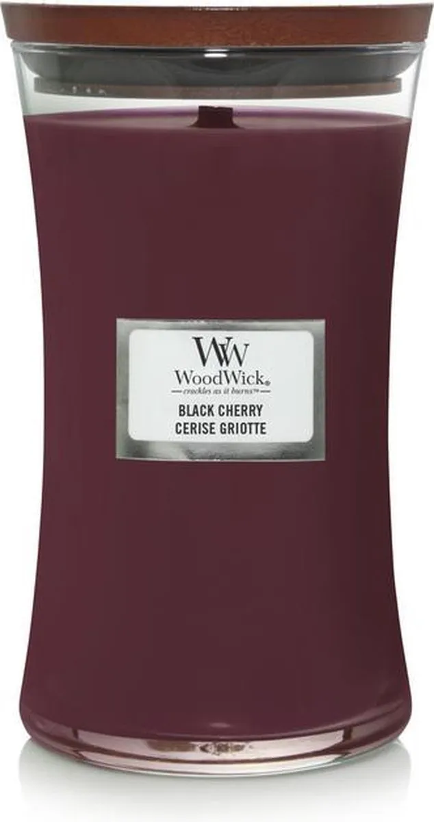 WoodWick Hourglass Large Geurkaars - Black Cherry - 130 branduren