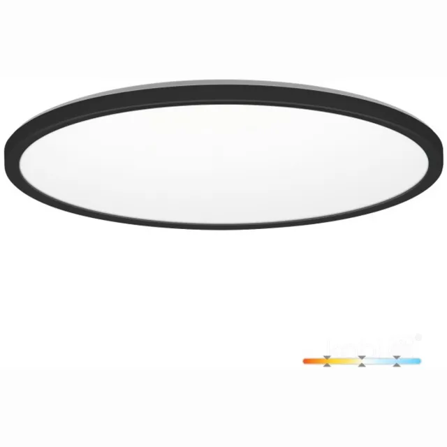 Kobi LED Plafondlamp NIVERA CIRCLE 32W Zwart - IP54 - 3CCT 3000K/4000K/6000K | Geen fitting | Warm Wit-Koel Wit-Daglicht | 32 watt | 30.000 Branduren
