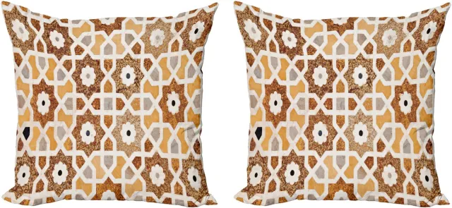 ABAKUHAUS asiatisch Sierkussenhoes Set van 2, Taj Mahal Grab Gebäude, Modern Accent Dubbelzijdige Digitale Print, 50x50, Crème Oranje Bruin