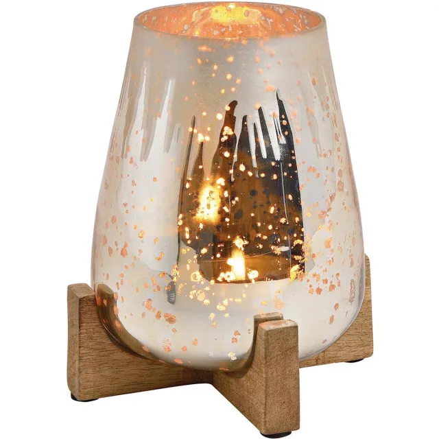 gwurm lantaarn mangohouten voet theelichthouder, kaarshouder, kerst, winter, design goud beige zand