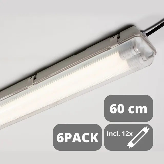 LED's Light EasyFix LED dubbel TL armatuur incl. 2 LED buizen - 60 cm - Voordeelverpakking - 6 stuks wit